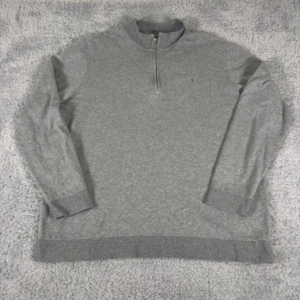 Criquet Mens XXL Quarter Zip Sweatshirt Heather Gray Pullover Mock Neck Logo - Picture 2 of 9